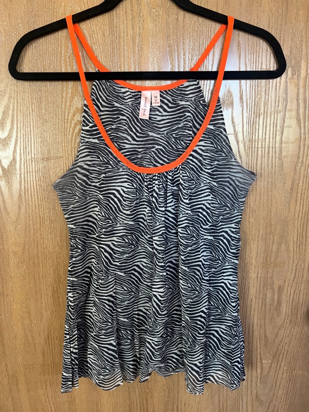 Sweet Pea Black-and-White Zebra Tank with Orange Trim